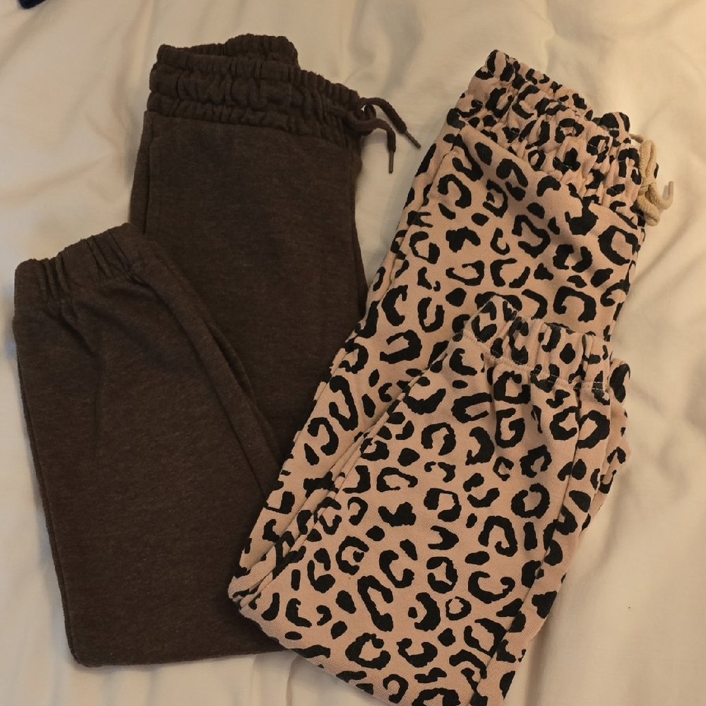Old Navy Brown and Leopard Print Kids Joggers